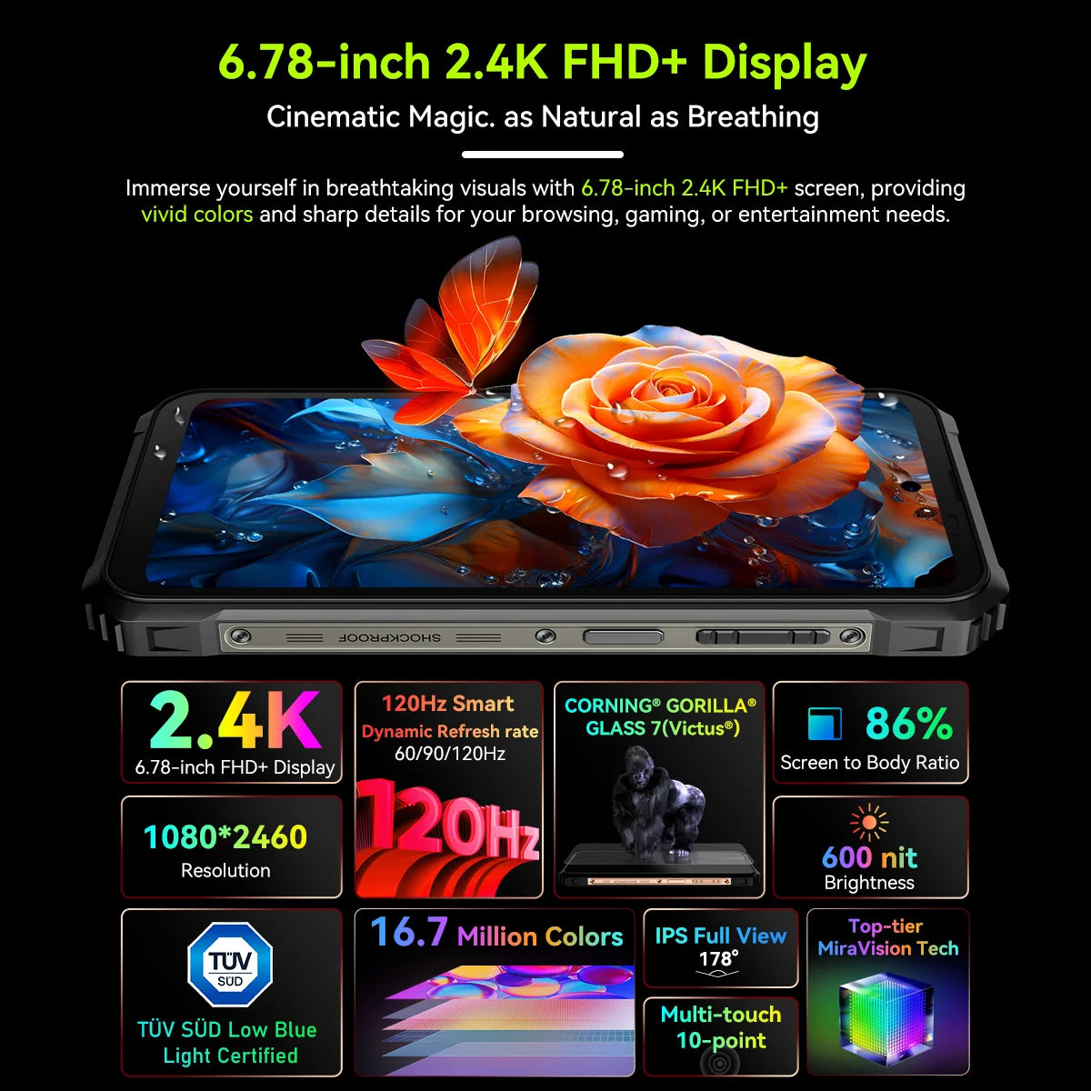 Blackivew BL9000 5G Smartphone 24 RAM+512 ROM 50MP Dual Screen 8020 6.78"FHD Display 8800mAh With 120W Fast Charging Cellphone