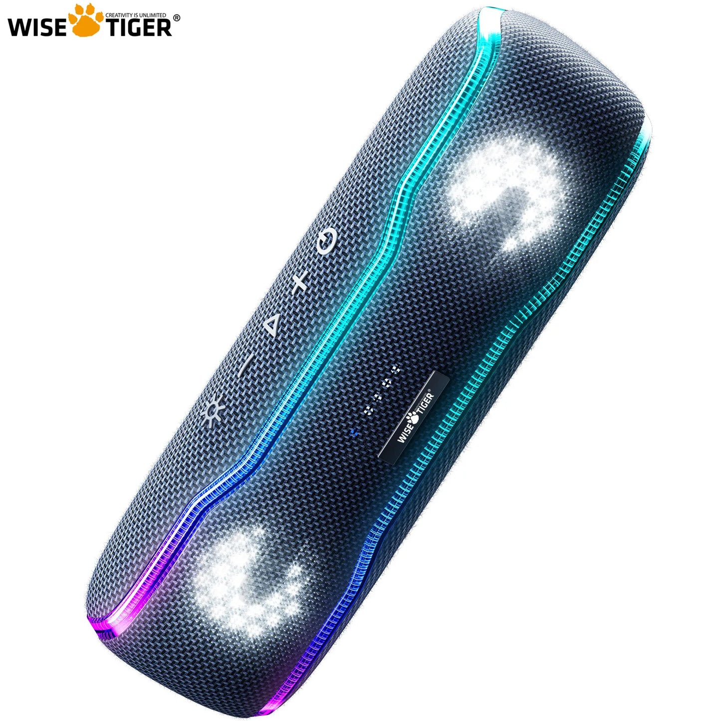 WISETIGER Speaker Outdoor Portable IPX7 Waterproof Sound Box BT5.3 Louderspeaker Stereo with 25W Colorful Light Surround Speaker