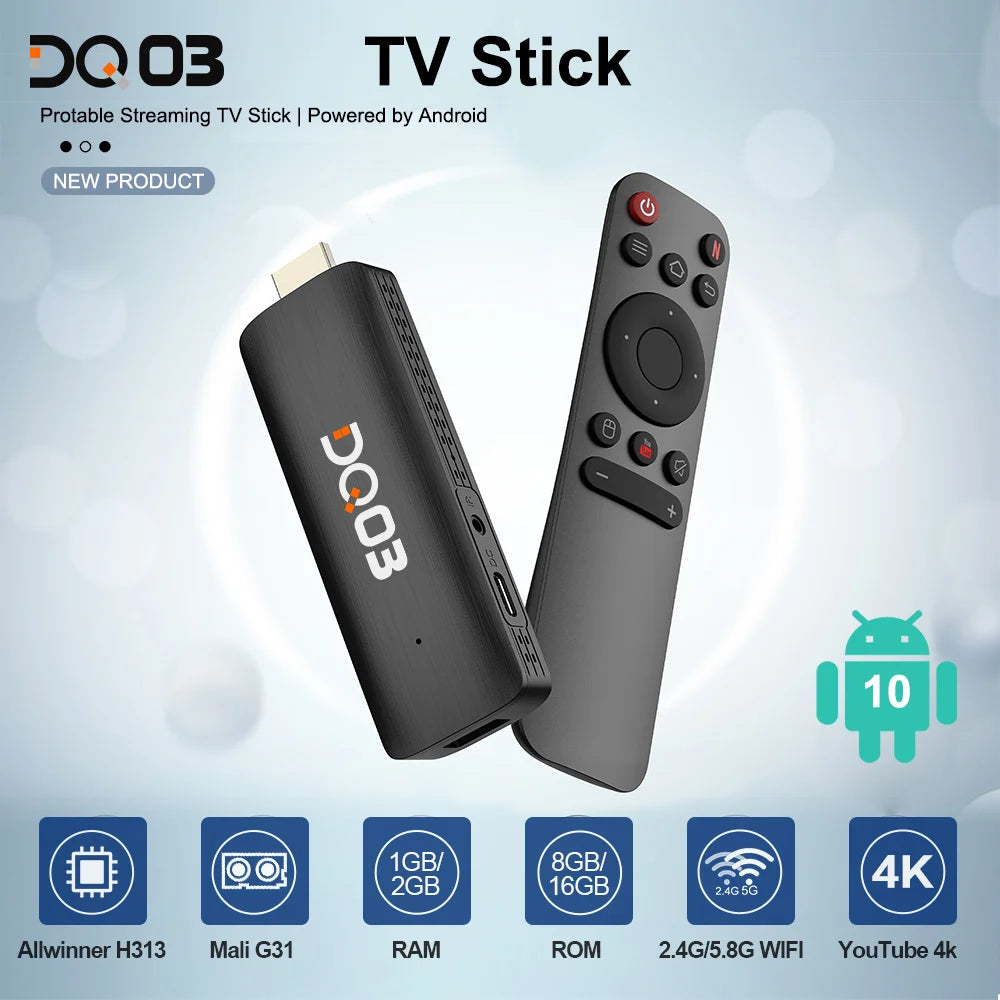 VONTAR DQ03 Mini TV Stick Android 10 QuadCore 1G8G  2G16G Support 4K@60fps HDR10+ 2.4G&5.8G Dual Wifi TV BOX Android 10.0