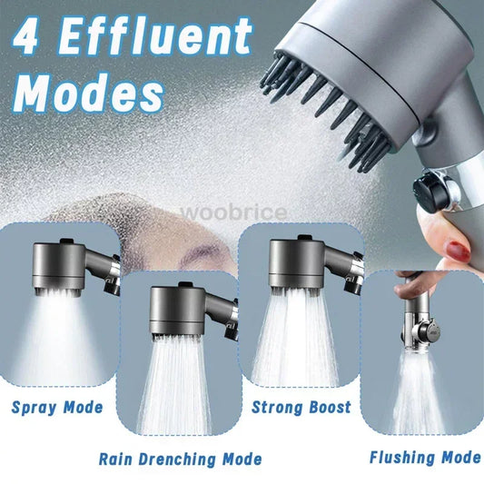 "High-Pressure Shower Head with 3 Modes | Strong Current, Shower Filter, and Massage Brush | Ideal for Bathroom Showers"