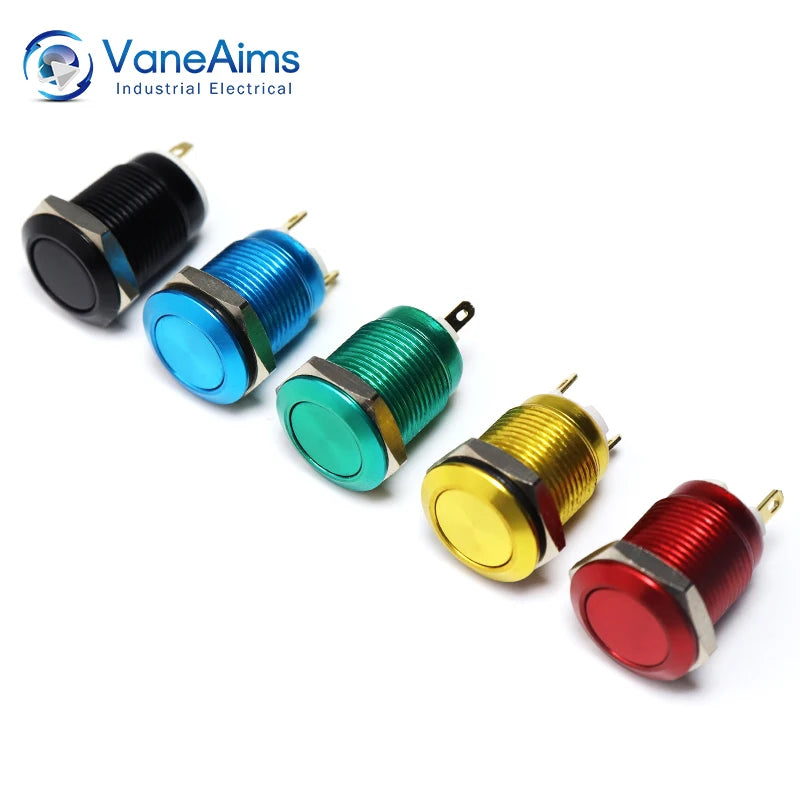 12mm Micro Push Button without Fixation Momentary Self-reset Waterproof Home Horn Doorbell Bell Oxidation Metal Power Button 1NO