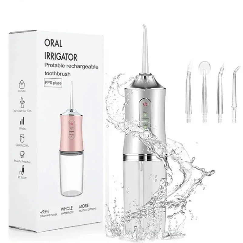 Xiaomi 220ml Oral Irrigator Water Flosser Rechargeable Water Flosser Toothpick Mouthwash Machine 4 Nozzles Jet Tip 3 Modes IPX7