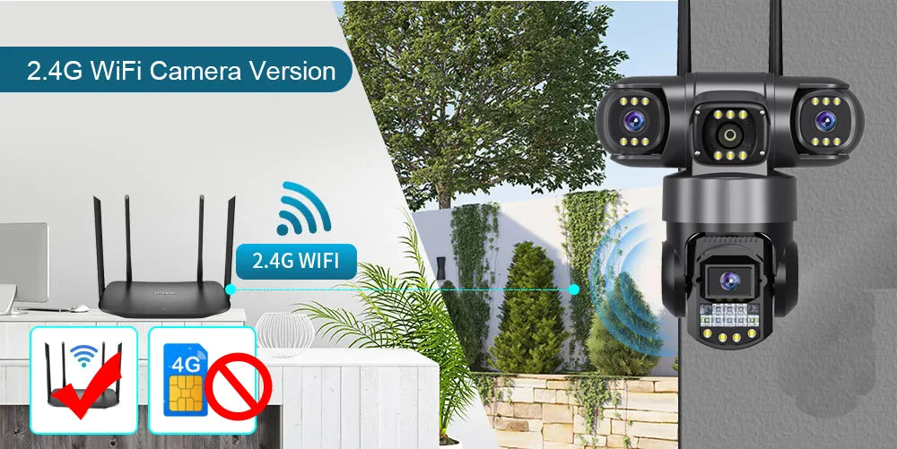 3 Lens Video Surveillance Camera Wifi Network CCTV Camera Wireless 360 Monitor Outdoor Waterproof Security V380 Pro Cameras