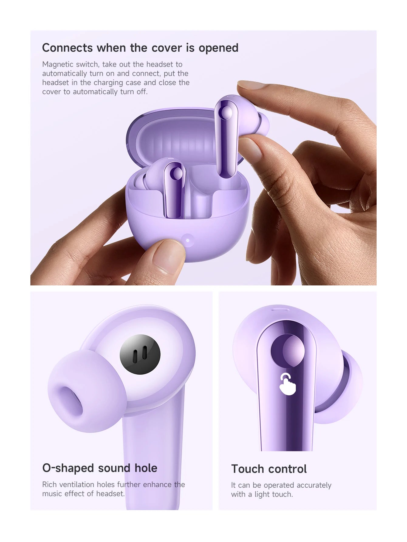 HOCO EQ11 Wireless Bluetooth 5.3 Music Earphone 13mm large Dynamic Coil HiFi Stereo Earbuds  Touch Control With Mic For iPhone