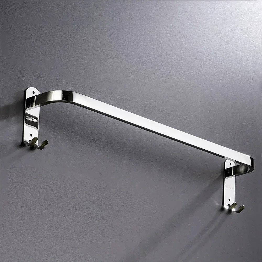 Stainless Steel 40-60CM Towel Bar With Hook Wall Mount Rack Mirror Chrome Shower Rod Rail Hanger Bathroom Holder Accessories