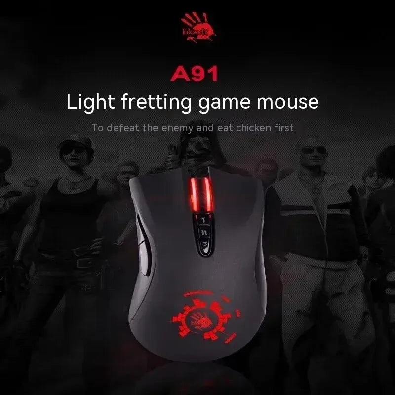 "A4tech Bloody A91 Wired Gaming Mouse | Instant Macro, Io1.1 Optical Engine, 8 Programmable Buttons"