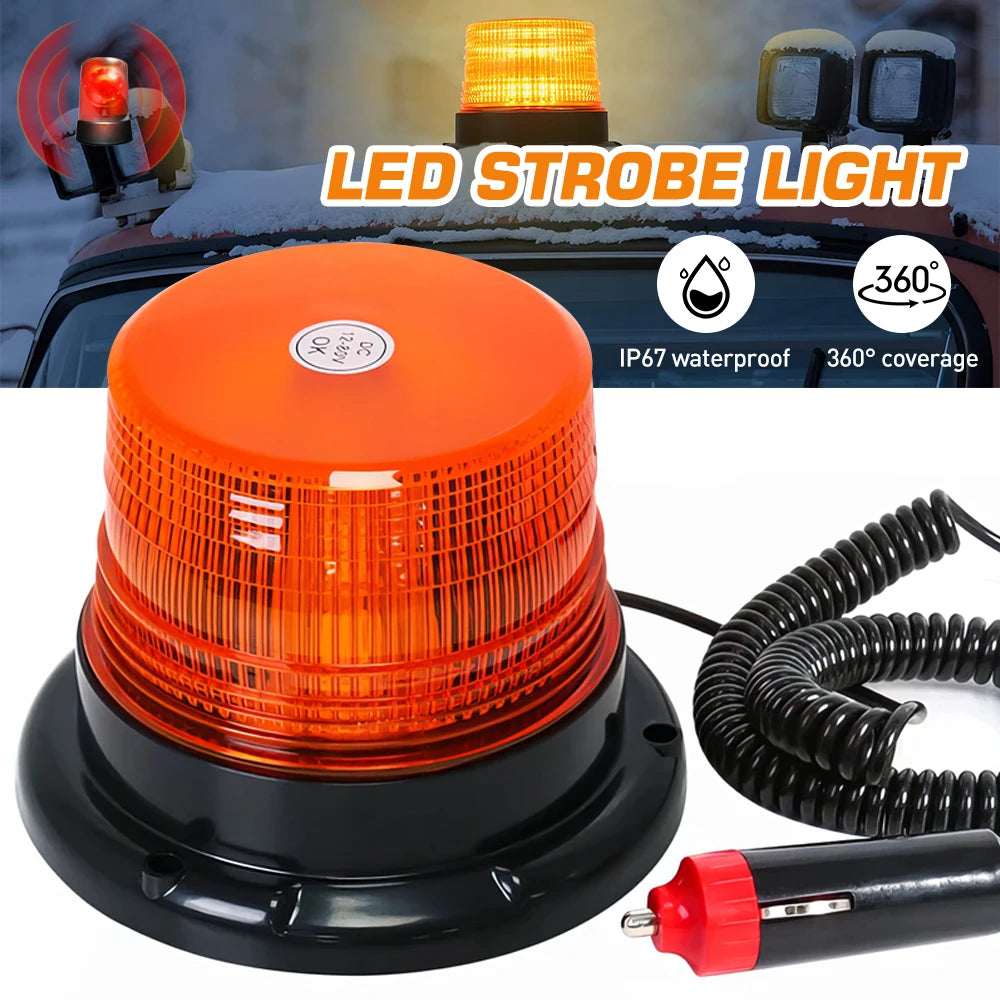 LED Rotating Beacon 12-24V Volt Magnet Warning Light Strobe Light Rotating Beacon