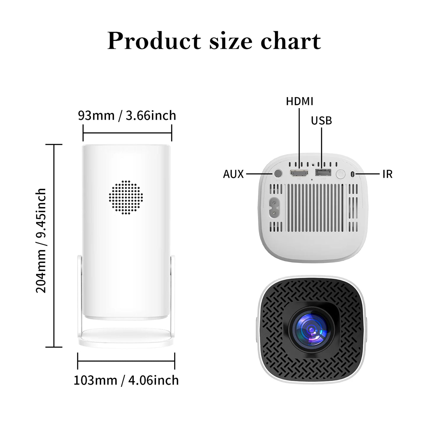 "HONGTOP P30 Smart Mini Projector | Android 11, WiFi 6, 4K Support, 1080P Display, BT5.0 | Portable Home Cinema (1280720P)"*