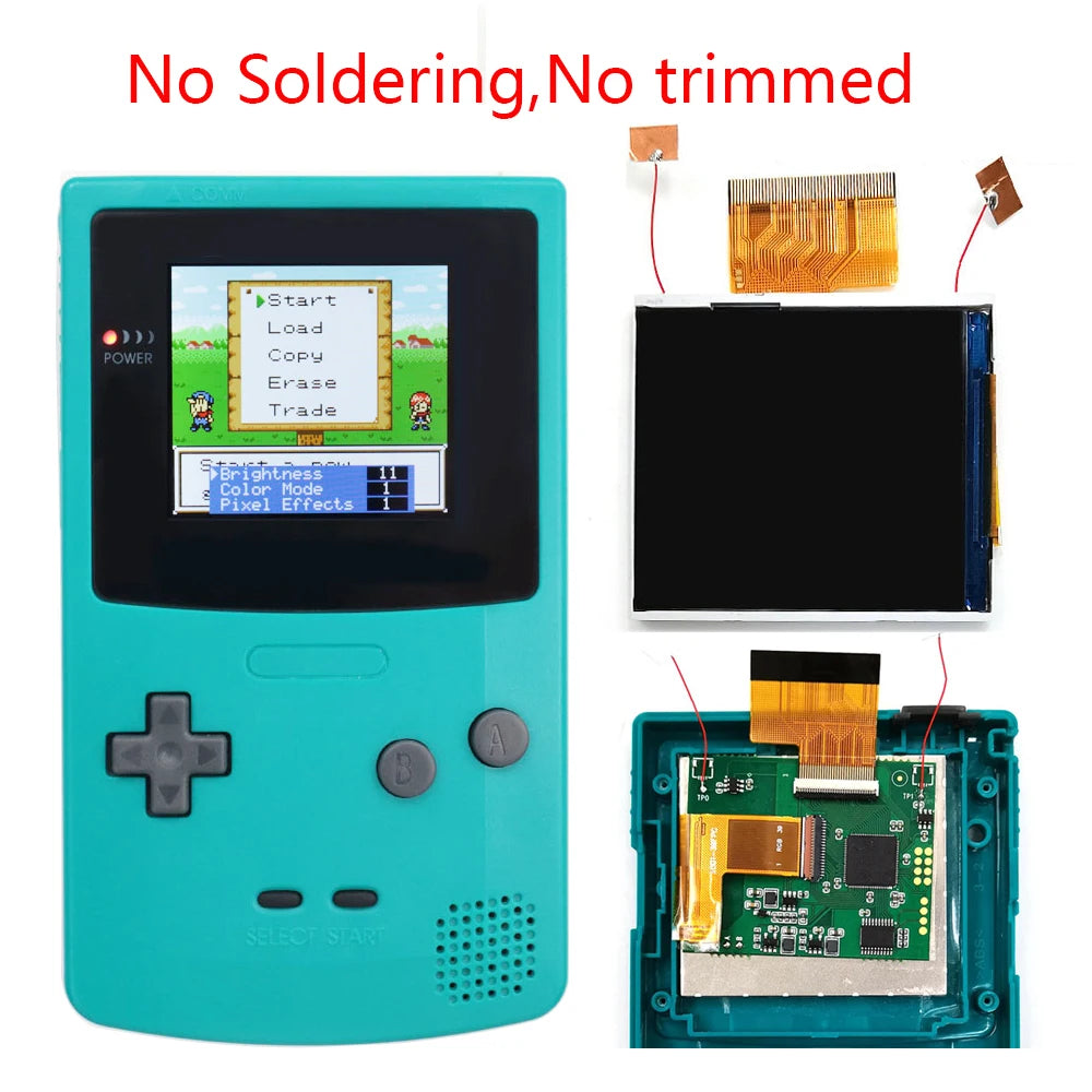 2023 Newest Real Drop In 2.45" GBC Retro Pixel HD IPS Backlight LCD Kit For Gameboy Color GBC No Need Welding and Trim Shell