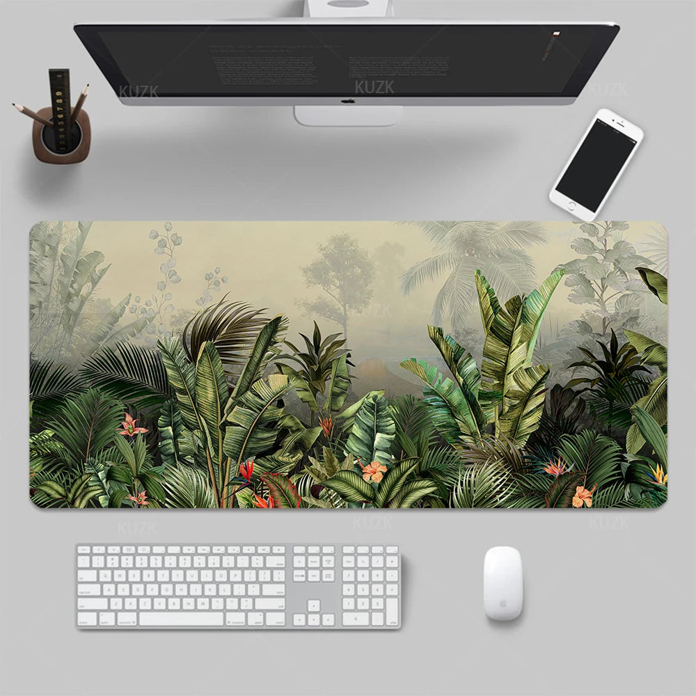 Jungle and tropical leaves Desk Mat, Gaming Mouse Pad, Large Desk Pad ,Non-Slip Rubber Keyboard Mouse Mat,Computer Accessories