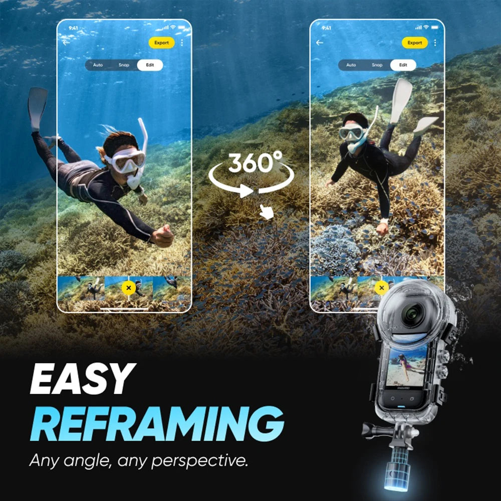 Dive Case For Insta360 X3 Waterproof Housing Cover Underwater Protector Fully Invisible Diving Shell Camera Accessories