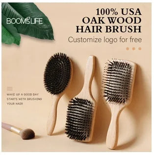 Bamboo Hair Brush Women Styling Detangling Wide Teeth Wood Comb for Hair Massage Scalp Anti-static Hair Combs Curly Girl Method