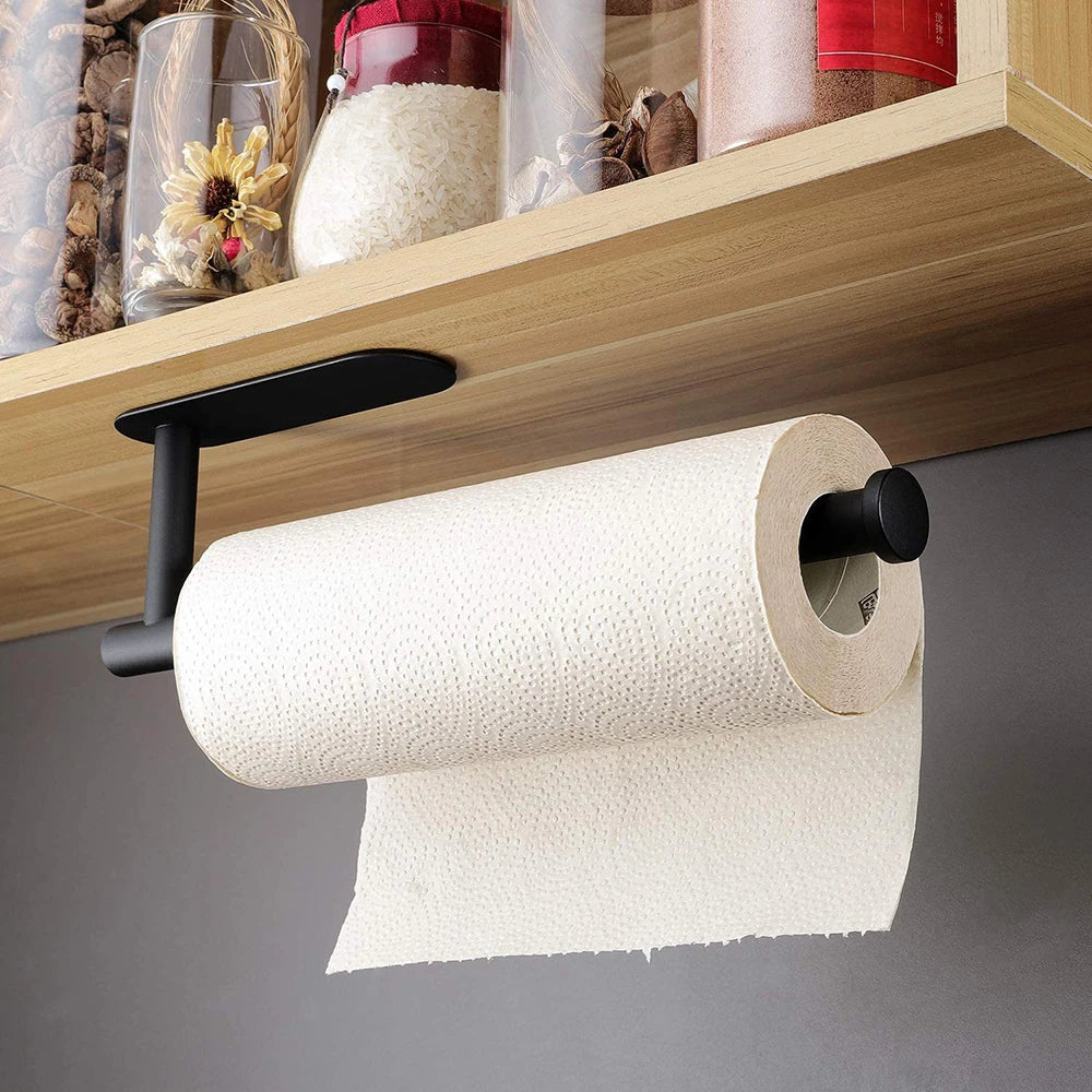 Adhesive Hanging Paper Roll Towel Holder Bathroom Toilet Storage Stand Kitchen Organizer Napkin Rack Stainless Steel Wall Mount