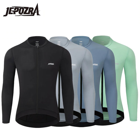 قميص ركوب الدراجات JEPOZRA بأكمام طويلة صيفي Pro Aero Slim Fit بأكمام طويلة قميص ركوب الدراجات للرجال والنساء قابل للتنفس للرجال