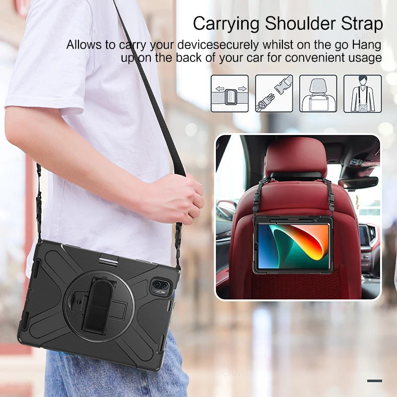 Smart Case For XiaoMi Pad 5 Pro Mi Pad MiPad 5 Tablet 11 Inch 2021 Heavy Duty Rugged Shockproof Case Cover Shell Shoulder Strap