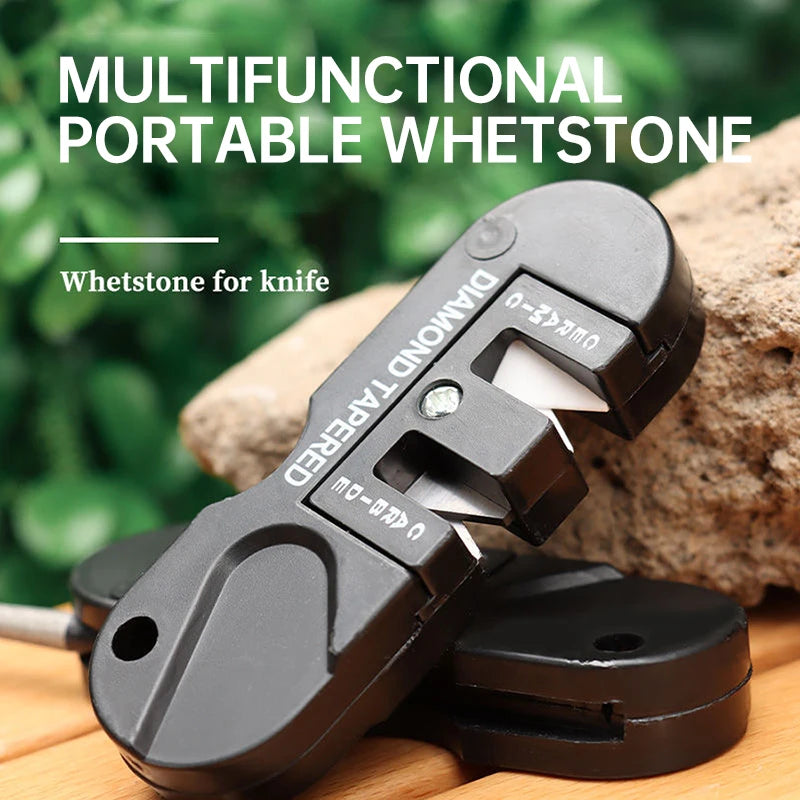 Portable Whetstone 4 in 1 Mini Multi-function Tungsten Carbide Steel Sharpener, Sharpener Rod Camp Outdoor Tool