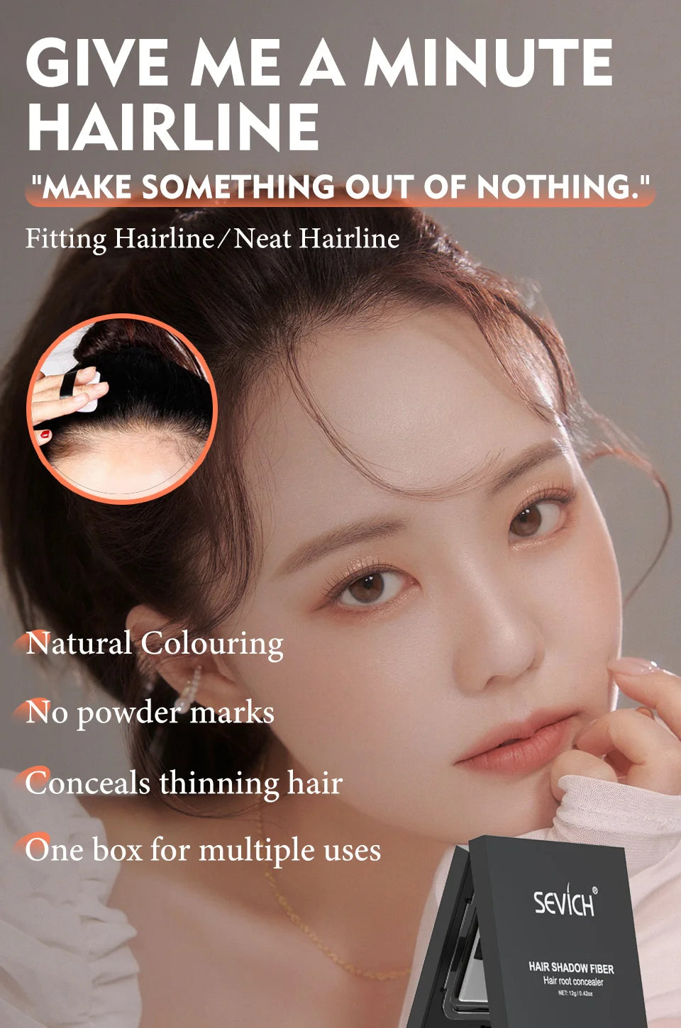 Sevich 5 Colors 12g Hair Shadow Powder Waterproof Hairline Edge Control Powder Root Cover Up Dark Brown Hair Concealer With Puff