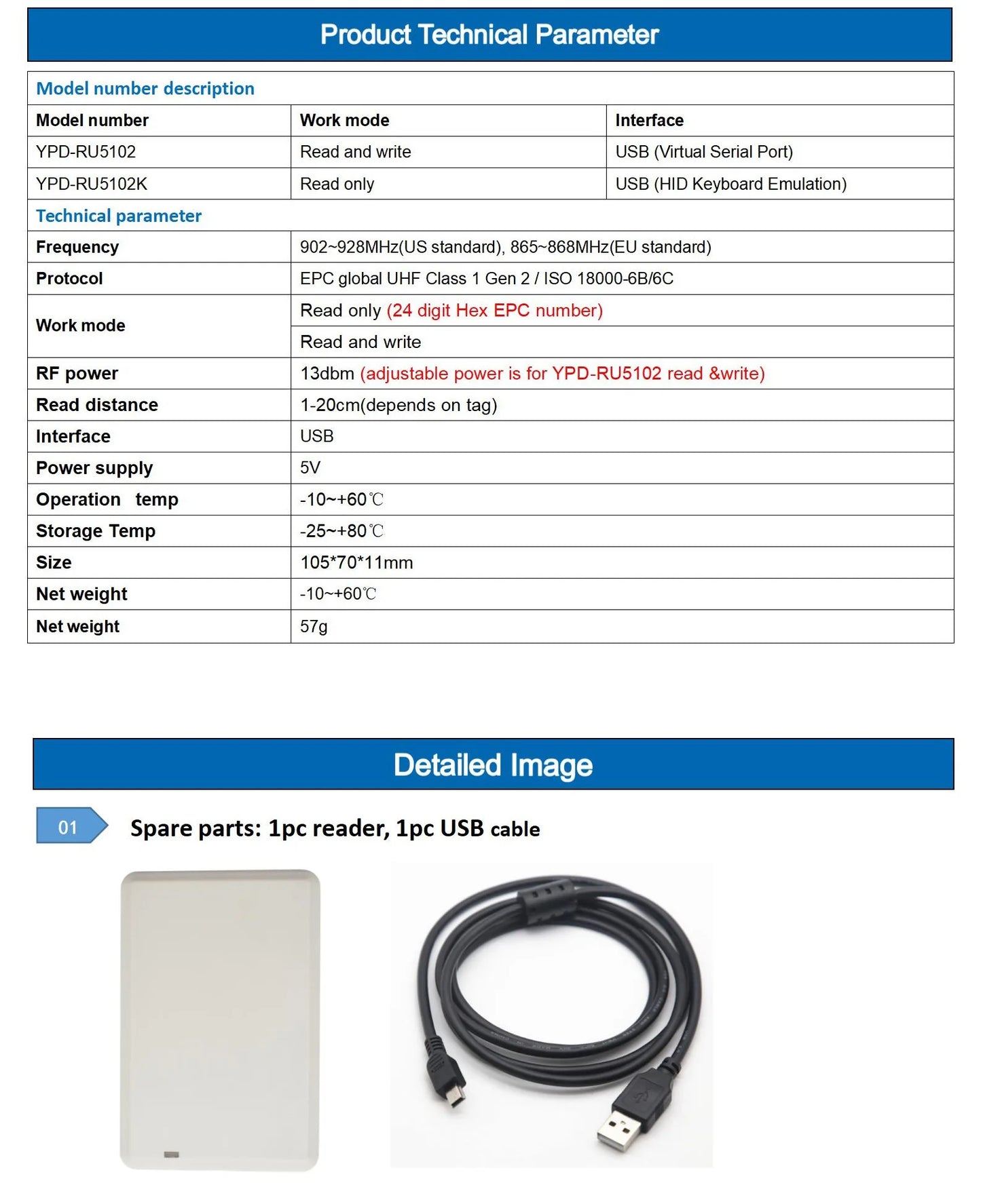 قارئ وكاتب RFID UHF لسطح المكتب ISO18000 6C 6B بتردد 860 ميجا هرتز إلى 960 ميجا هرتز لنسخ البطاقات واستنساخ EPC GEN2 مع تطوير SDK