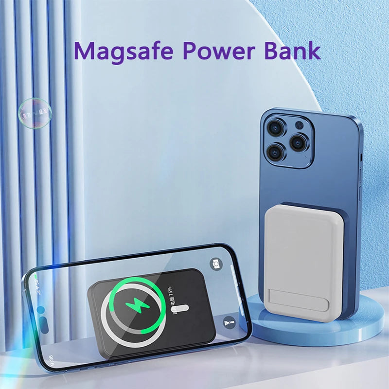 10000mAh Magsafe Power Bank Magnetic Wireless Powerbank With Stand for iPhone 16 15 14 Xiaomi Samsung Portable Induction Charger