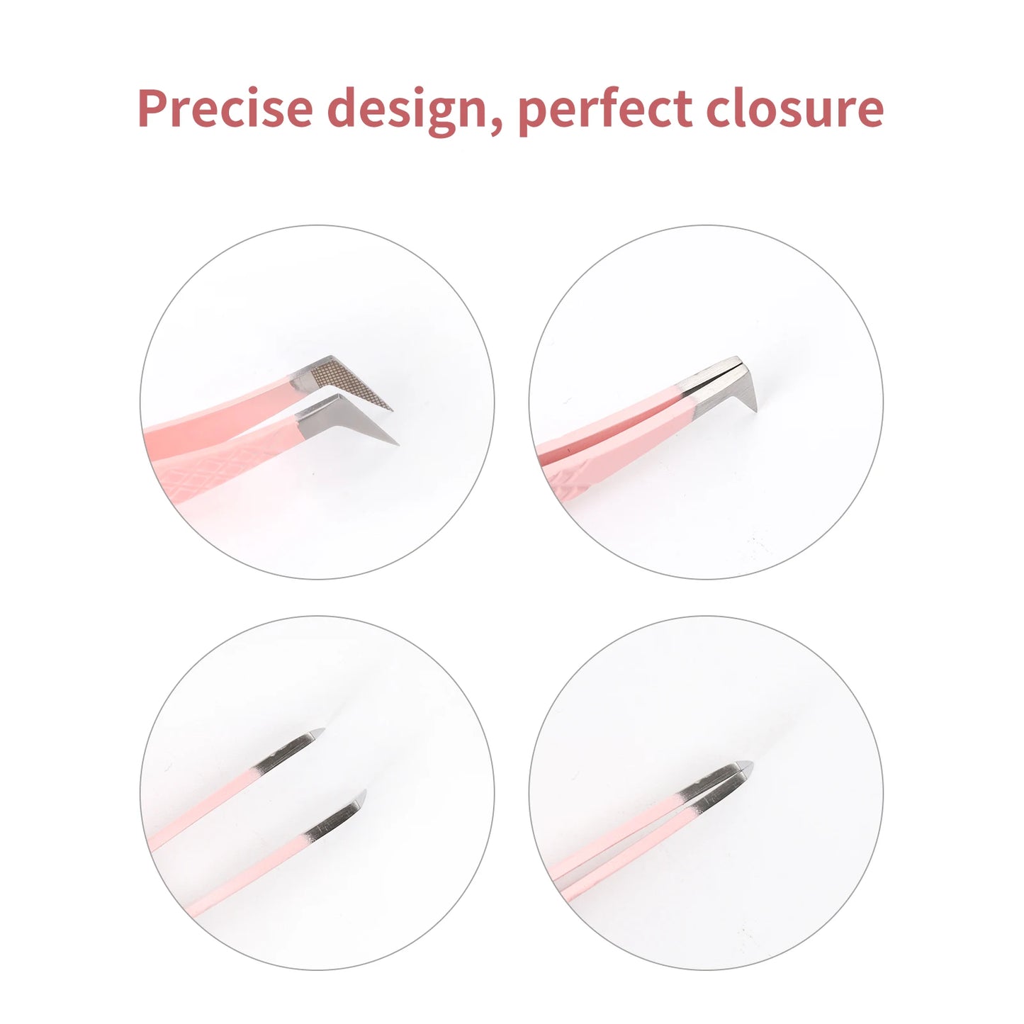 Gemerry 1 pcs Pink Stainless Steel Tweezers Eyelash Extensions High Precision Anti-static Tweezers with Fiber Tips Makeup Tools