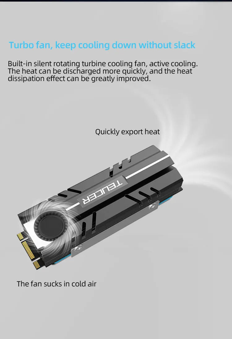 TEUCER M.2 NVMe SSD Heat Sink 2280 Solid State Disk Air Circulation Cooler Heatsink Gasket with Thermal Pad PC Accessories