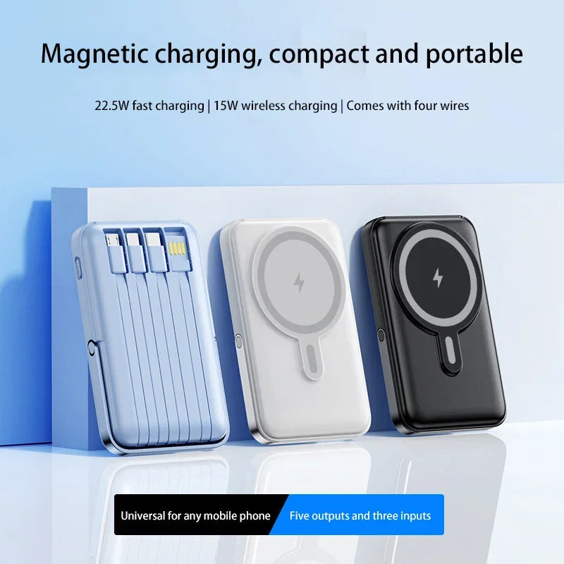 50000mAh Magnetic Power Bank PD 30W 20W Spare Battery External Wireless Fast Charge for Xiaomi 14 Samsung S24 Powerbank New