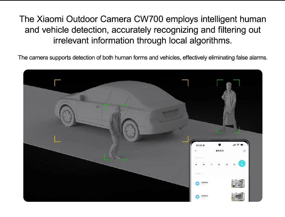 NEW Xiaomi Outdoor Camera CW700S 2.5K CCTV Full-Color Night Vision WiFi 4 Million Pixel IP66 Smart Home Sound And Light Warning