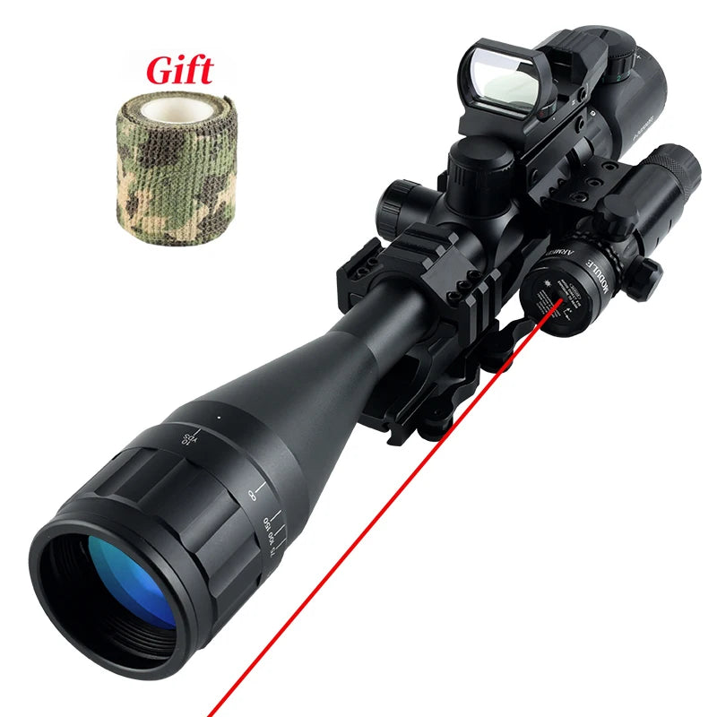 Optics 6-24x50 AOE Rifle Scope Hunting Riflescope Combo Optical Aim Collimator Tactical Gun Sight Red Green Reticle Telescope