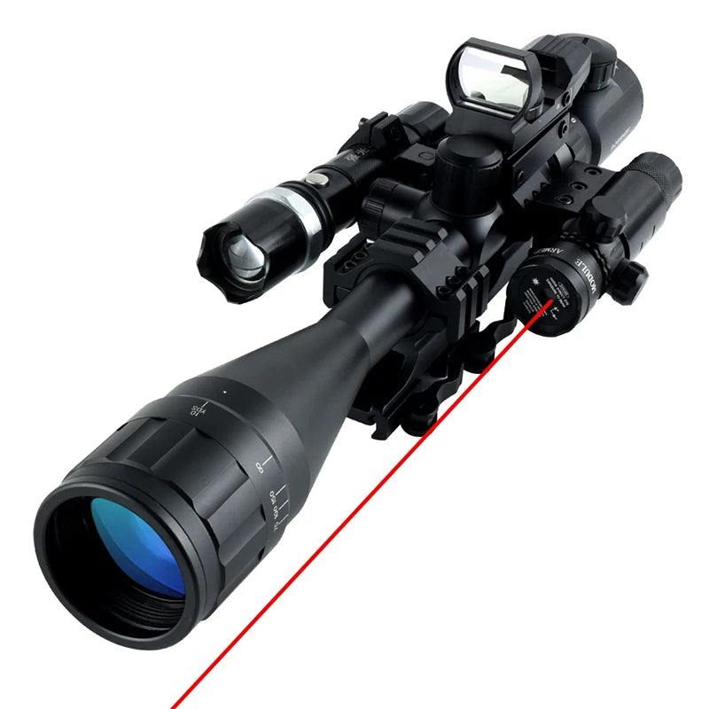 Optics 6-24x50 AOE Rifle Scope Hunting Riflescope Combo Optical Aim Collimator Tactical Gun Sight Red Green Reticle Telescope