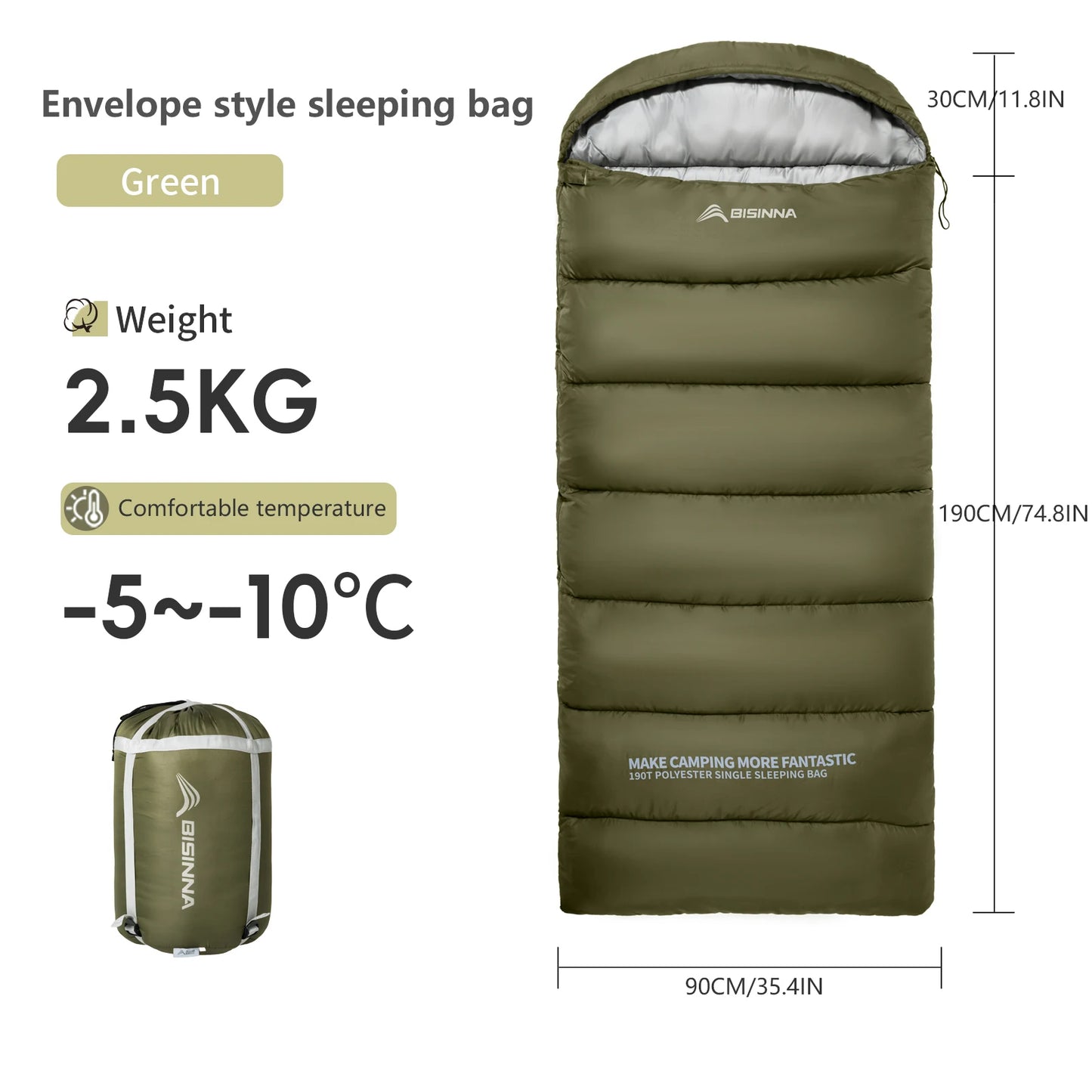 BISINNA Camping Sleeping Bag Lightweight Warm Envelope Backpacking Adult Graphene Fiber Sleeping Bag for Outdoor Travel Hiking