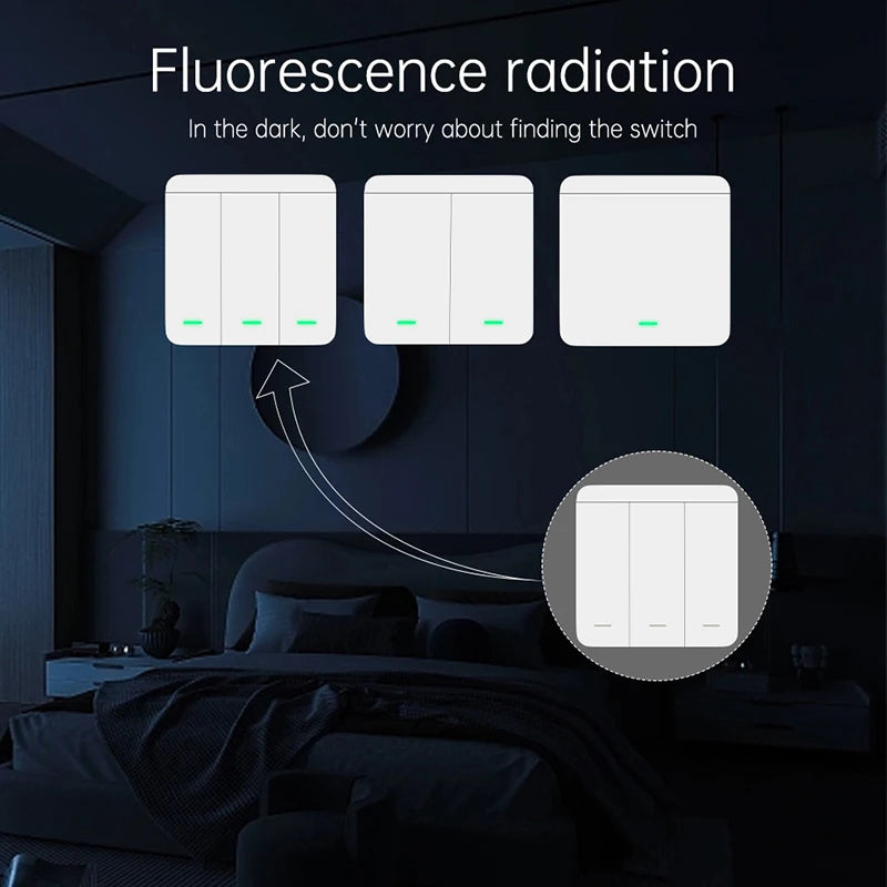 RF 433 MHz Smart Switch 1/2/3 Gang Wall Panel Mini Round Button Wall Panel Switch 16A Relay Receiver Automation Module 100V~240V