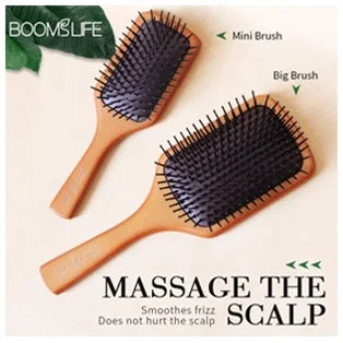 Bamboo Hair Brush Women Styling Detangling Wide Teeth Wood Comb for Hair Massage Scalp Anti-static Hair Combs Curly Girl Method