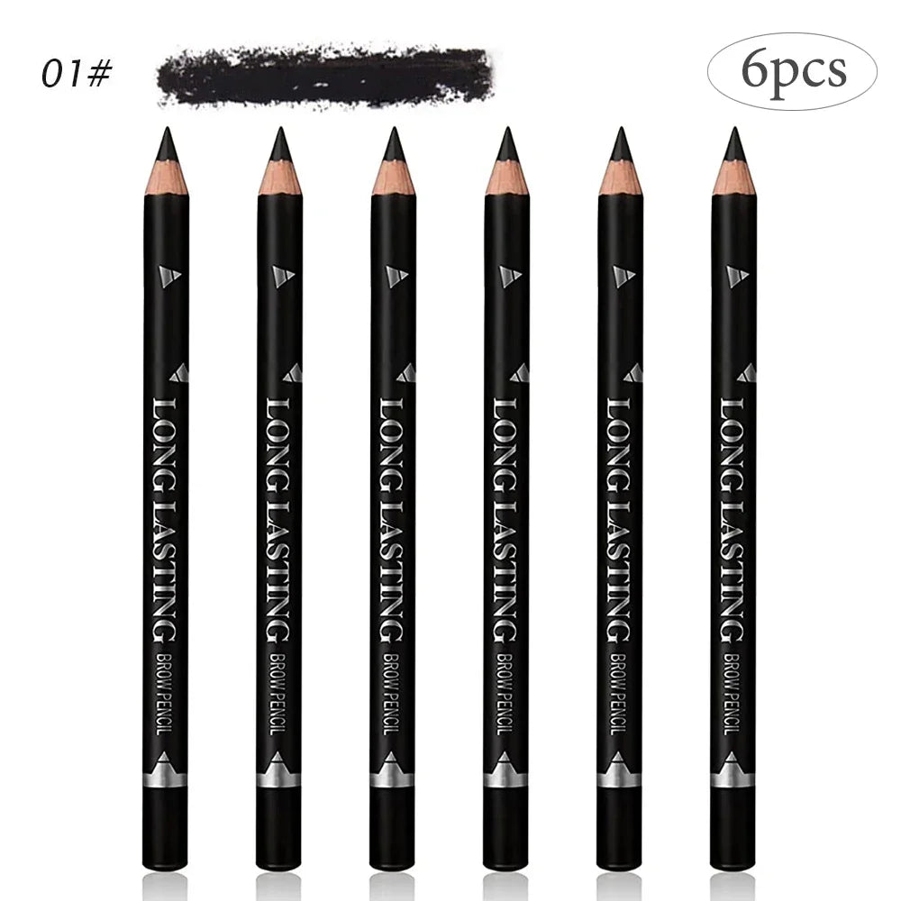 6/12Pcs Waterproof Eyebrow Pencil Easy Color Natural Black Brown Eye Makeup Pen Cosmetic Beginner Practice Eyebrow Beauty Tools