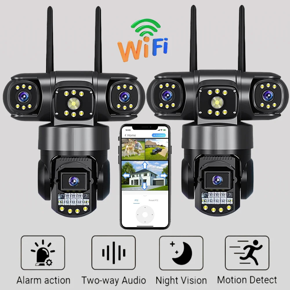 3 Lens Video Surveillance Camera Wifi Network CCTV Camera Wireless 360 Monitor Outdoor Waterproof Security V380 Pro Cameras