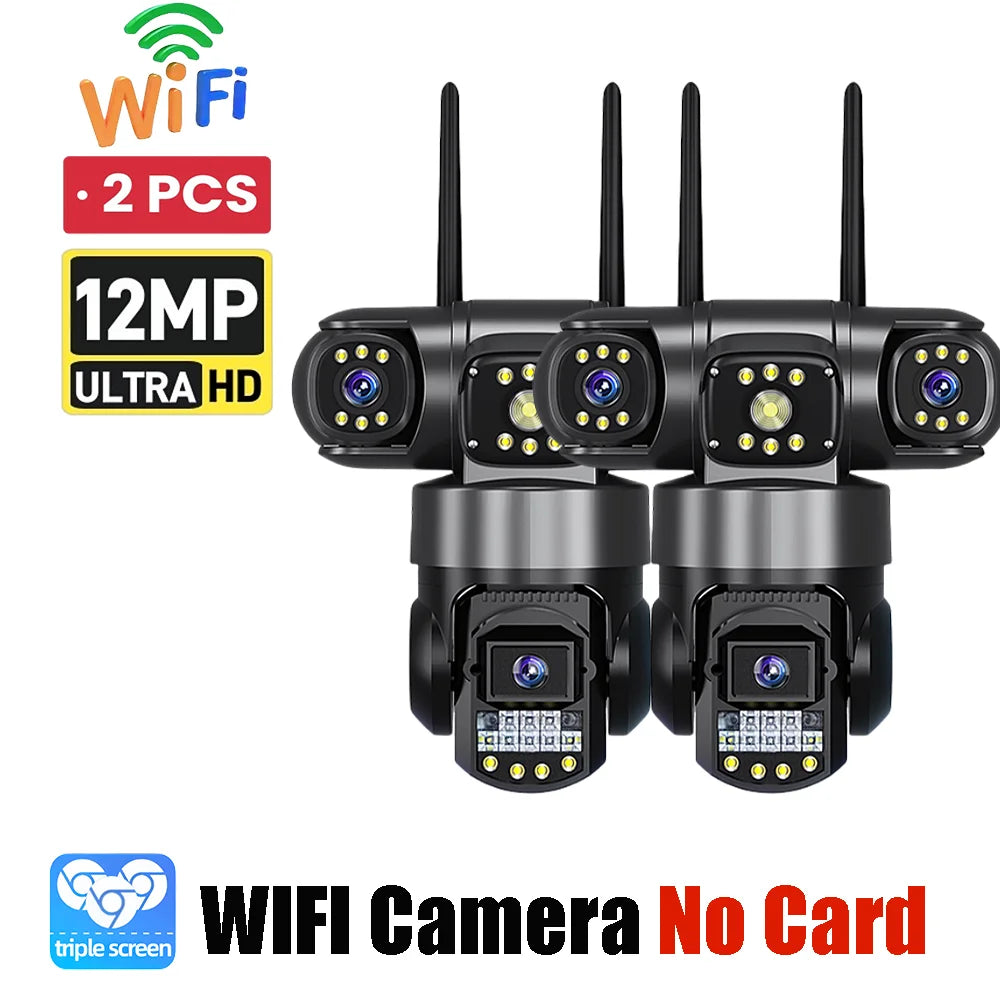 3 Lens Video Surveillance Camera Wifi Network CCTV Camera Wireless 360 Monitor Outdoor Waterproof Security V380 Pro Cameras