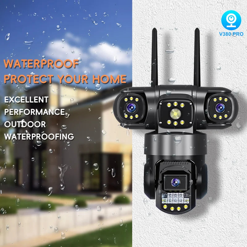 3 Lens Video Surveillance Camera Wifi Network CCTV Camera Wireless 360 Monitor Outdoor Waterproof Security V380 Pro Cameras