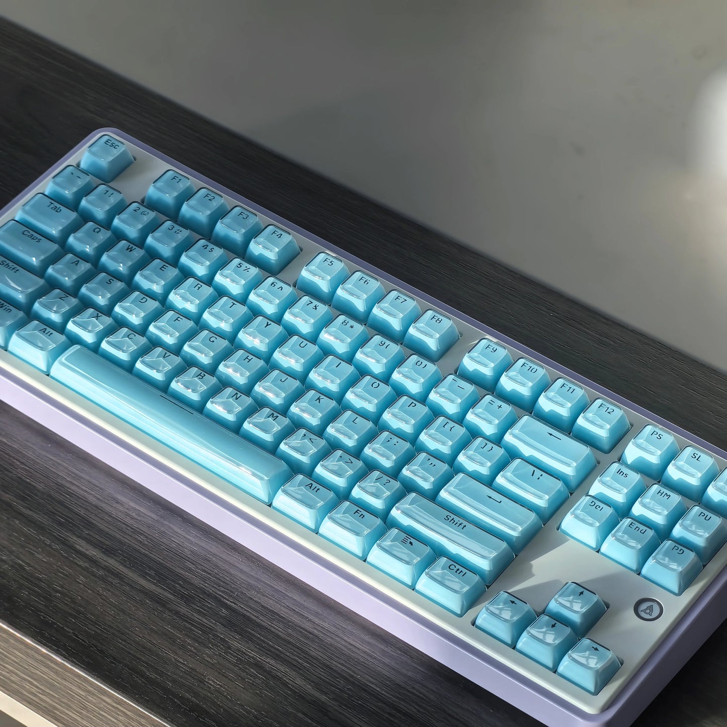 "Jelly Keycap Set for Mechanical Keyboards | Translucent White & Blue PC+ABS Material | Ice Cube Crystal Design with OEM Profile"