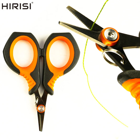 Hirisi Braid Line Scissors Stainless Steel Titanium Coating Antirust Anti-Slip Handle Sharp Wire Cutter Carp Fishing Tools