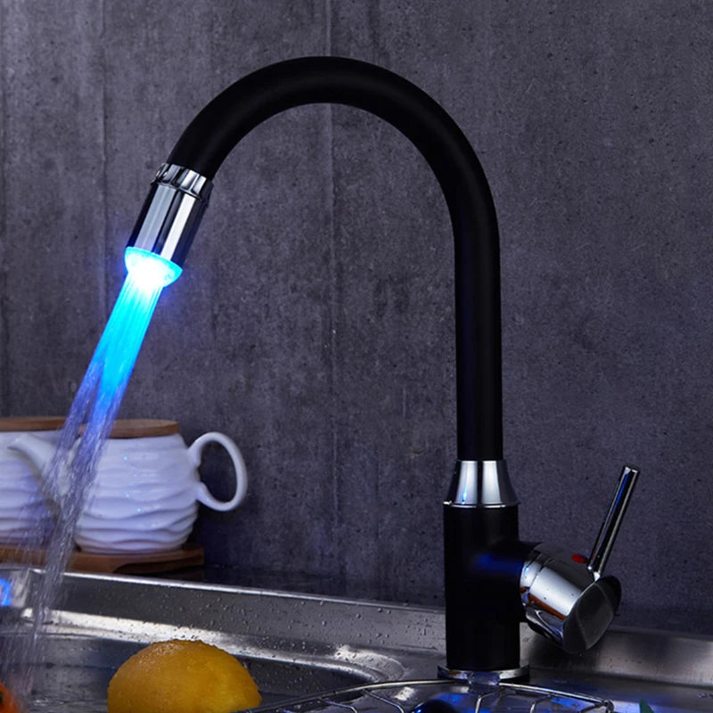 Kitchen LED Temperature Sensitive Light-up Faucet Aerator Tap Nozzle Shower Bathroom Glow Water Saving Power Faucet Kit 3 Colors