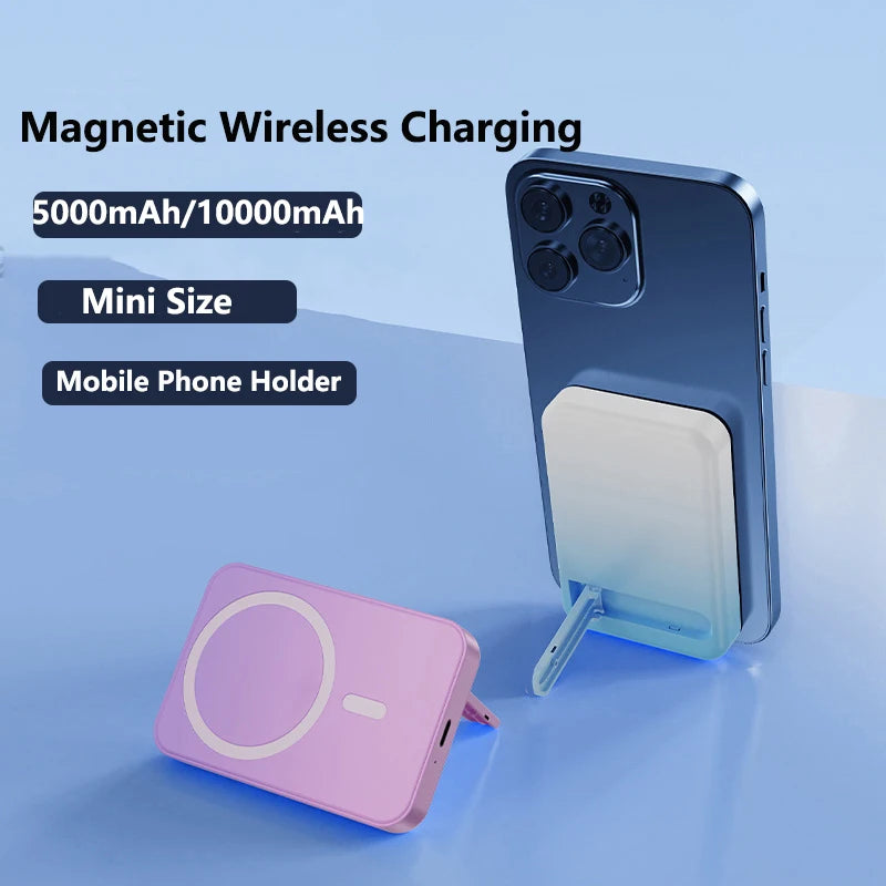 10000mAh Magsafe Power Bank Magnetic Wireless Powerbank With Stand for iPhone 16 15 14 Xiaomi Samsung Portable Induction Charger