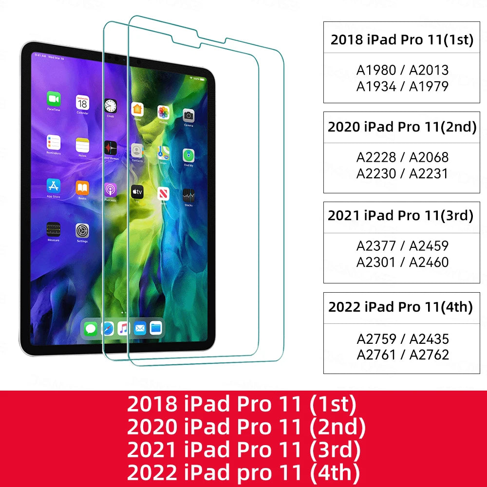 2Pcs Tempered Glass Screen Protector For Ipad Pro 13 12.9 11 6th M4 M2 Air 6 5 4 3 2 1 9th 10th Gen Mini 6 7 10.9 10.2 9.7 Film