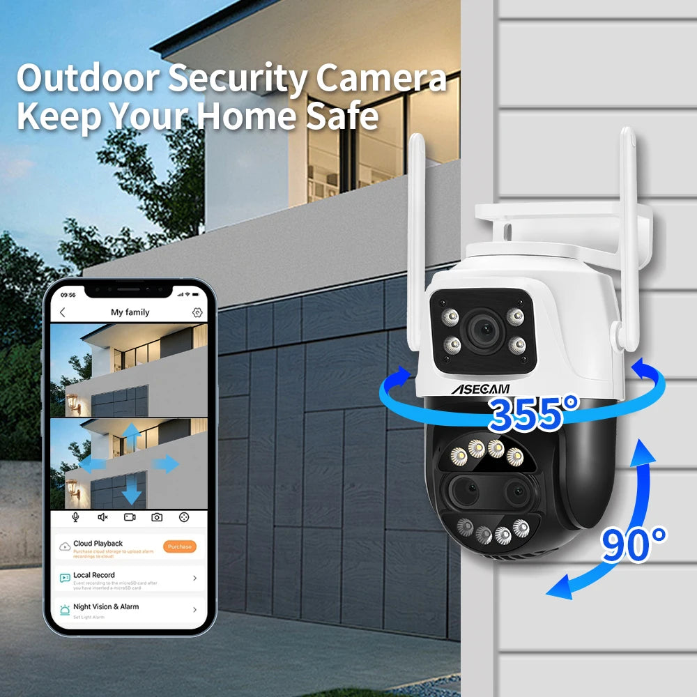 12MP 5K PTZ Wifi Camera 8X Zoom Dual Screen Ai Human Detect Auto Tracking CCTV Outdoor Surveillance Camera home iCSee