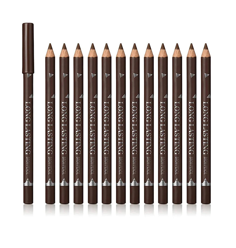 6/12Pcs Waterproof Eyebrow Pencil Easy Color Natural Black Brown Eye Makeup Pen Cosmetic Beginner Practice Eyebrow Beauty Tools