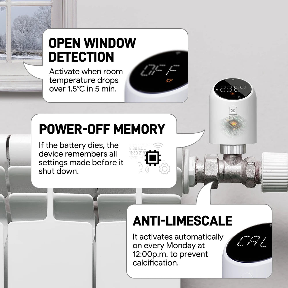 "Beok Tuya WiFi Radiator Thermostat Valve | Zigbee TRV Temperature Controller | Programmable Heating | Works with Google Home & Alexa"