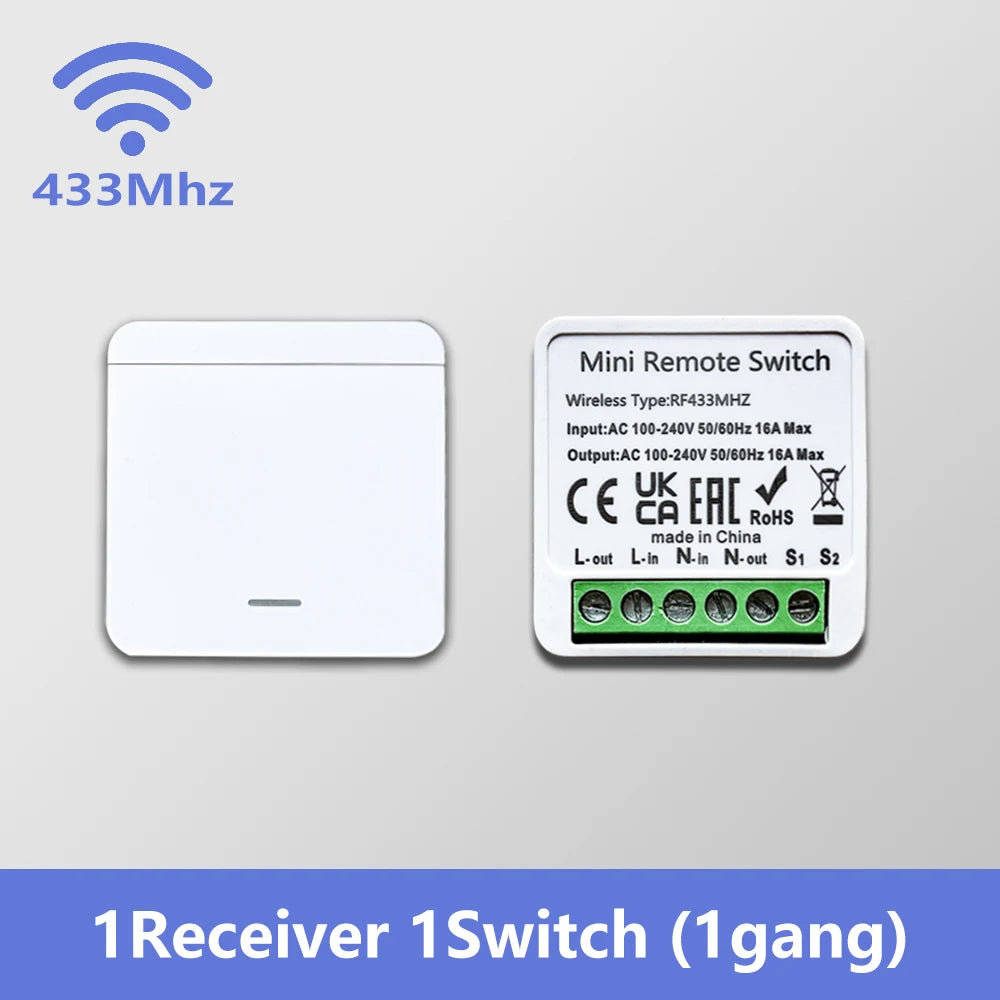 RF 433 MHz Smart Switch 1/2/3 Gang Wall Panel Mini Round Button Wall Panel Switch 16A Relay Receiver Automation Module 100V~240V