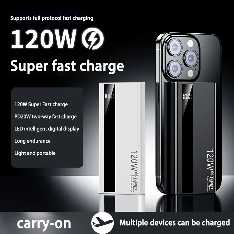 Xiaomi 120w Super Fast Charging Battery 200000mah Power Bank High Capacity Digital Display Power Bank For Iphone Samsung Gift