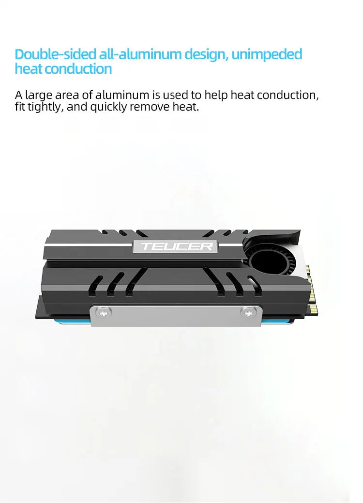 TEUCER M.2 NVMe SSD Heat Sink 2280 Solid State Disk Air Circulation Cooler Heatsink Gasket with Thermal Pad PC Accessories