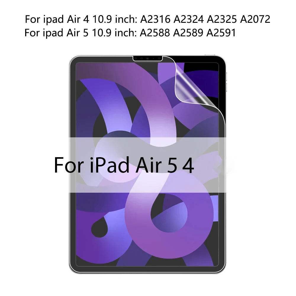 واقي شاشة من مادة البولي إيثيلين تيرفثالات يشبه الفيلم الورقي لأجهزة iPad 9.7 Air 2 3 10.5 Air 4 5 10.9 Pro 11 12.9 10.2 10 9th 8 7th Gen Mini 1 2 3 4 5 6