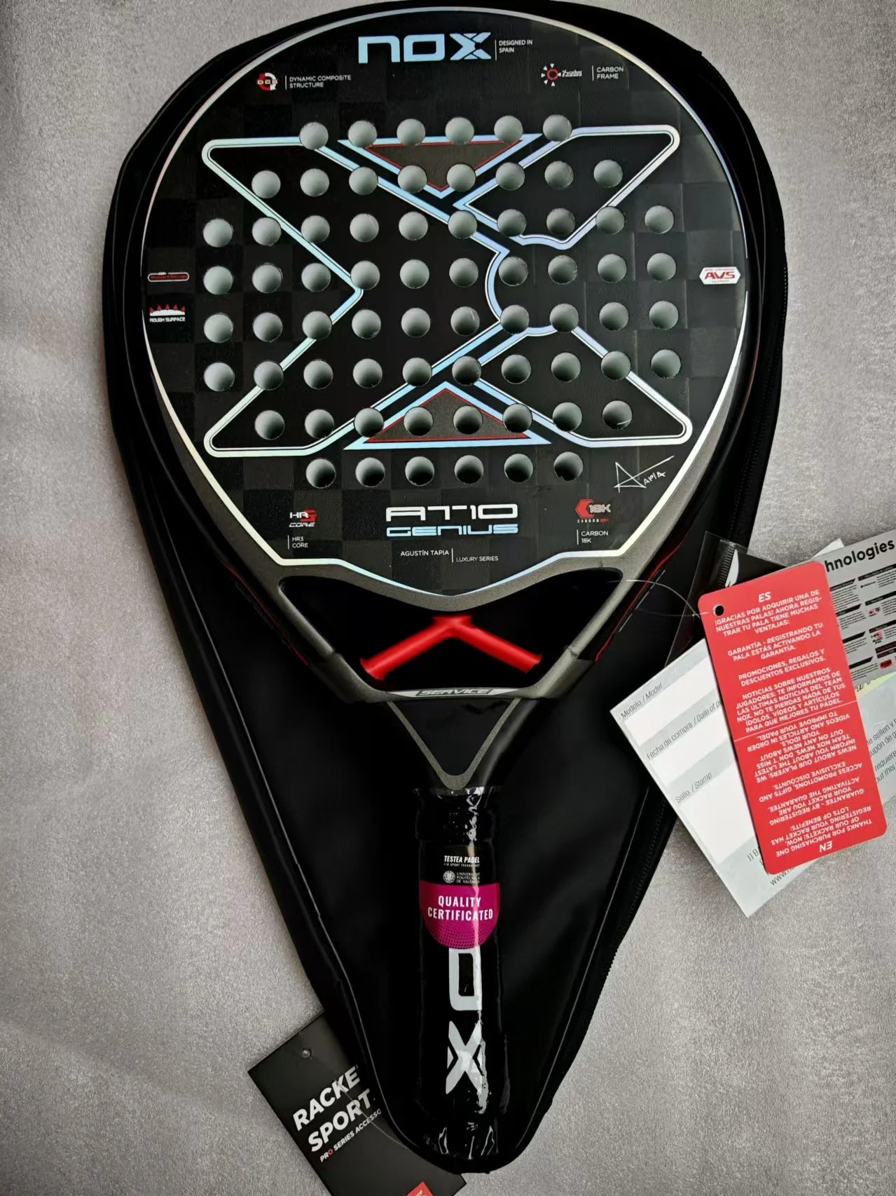 Padel Tennis racquet carbon fiber soft EVA surface round, suitable for men and women training accessories