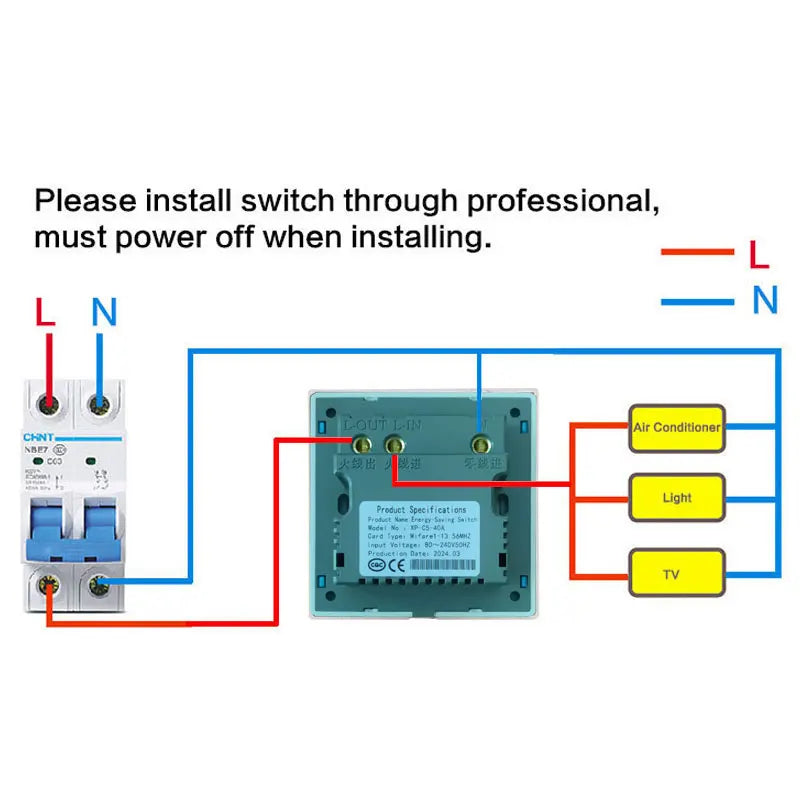 RFID Hotel Energy Saving Switch High Frequency 13.56M IC Card 80-240V Wide Voltage 40A 15s Power Off  Delay Support 110/127/220V